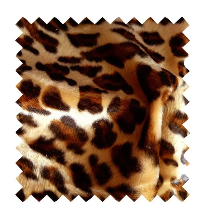 Tela pelo mutón con estampado imitación a piel de leopardo