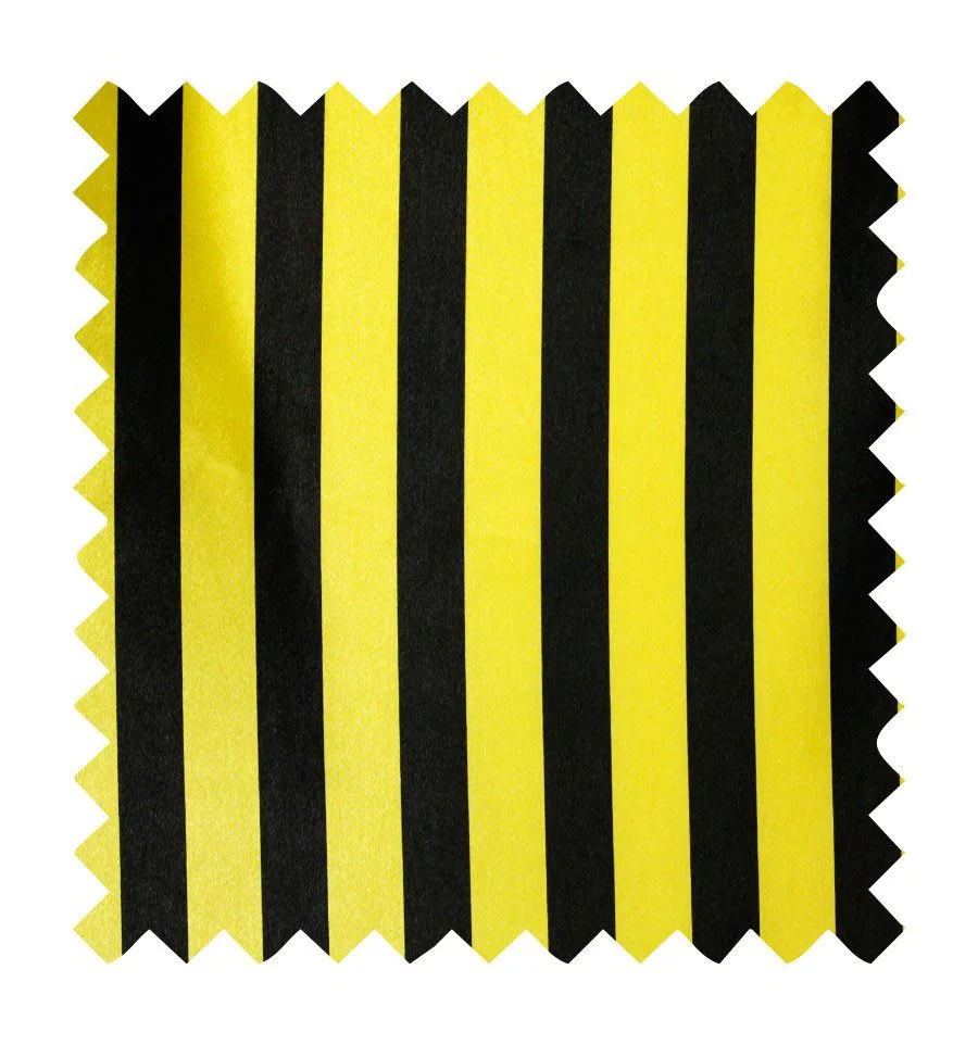 COMPRAR Tela de raso para disfraces estampado rayas amarillo y negro
