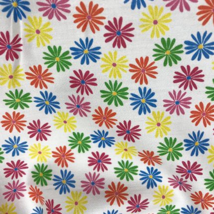 Tela de popelin estampado flores multicolor