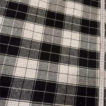 Tela de lana sintética cuadros grises