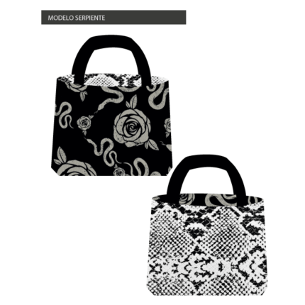 Kit bolsa [ tote bag de tela impermeable ] REVERSIBLE modelo SERPIENTE (copia)