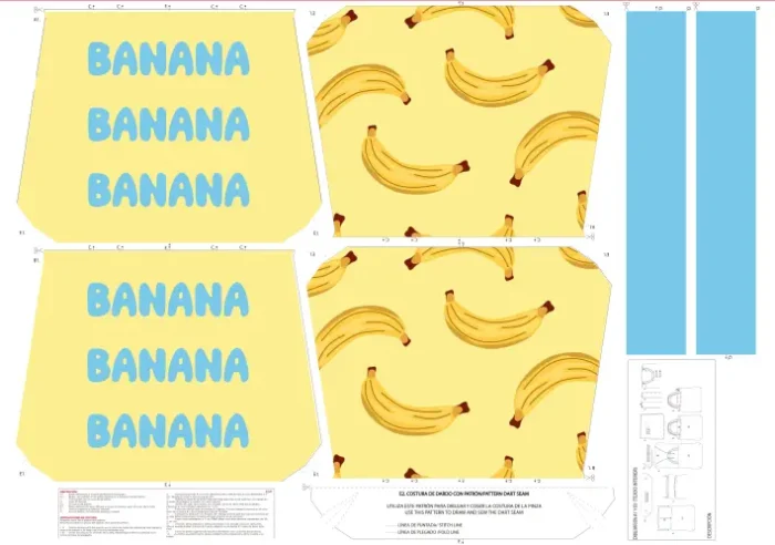 Kit bolsa [tote bag] REVERSIBLE modelo PLATANO - Imagen 2
