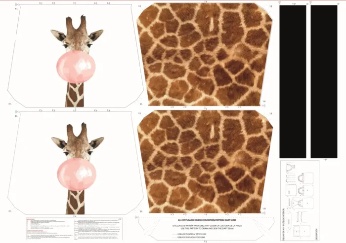 Kit bolsa [tote bag] REVERSIBLE modelo JIRAFA - Imagen 2