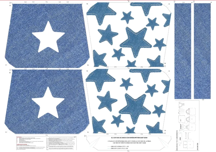 Kit bolsa [tote bag] REVERSIBLE modelo ESTRELLA - Imagen 2