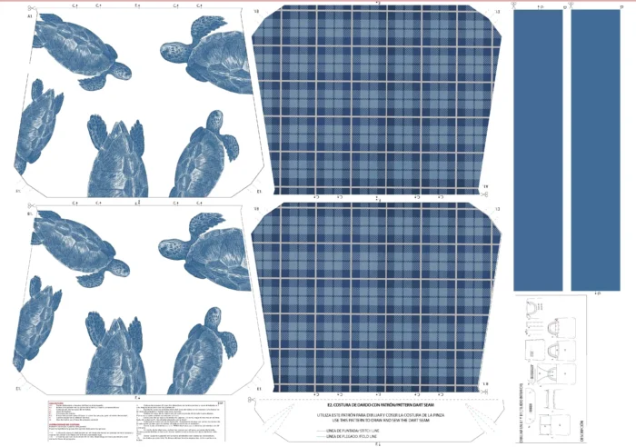 Kit bolsa [tote bag] REVERSIBLE modelo TORTUGAS - Imagen 2