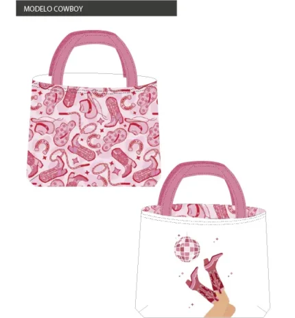 Kit bolsa [ tote bag de tela impermeable ] REVERSIBLE modelo COWBOY