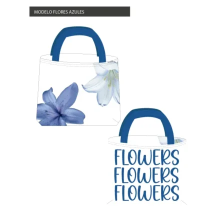 Kit bolsa [tote bag] REVERSIBLE modelo FLORES AZULES