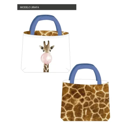 Kit bolsa [tote bag] REVERSIBLE modelo JIRAFA