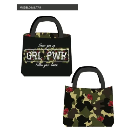 Kit bolsa [tote bag] REVERSIBLE modelo MILITAR