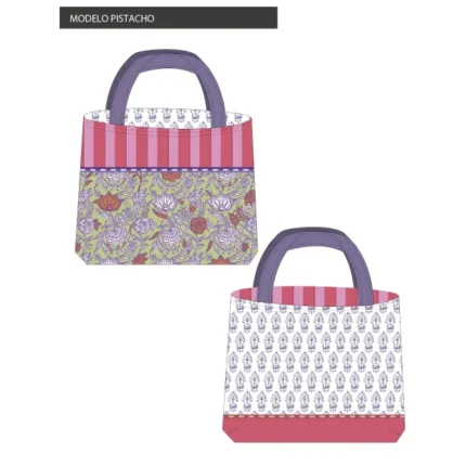 Kit bolsa [tote bag] REVERSIBLE modelo PISTACHO