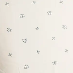 Tela Popelin Estampado Ramitas Hojas Azul 100% Algodón