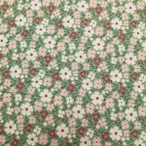 Tela Popelin Estampado Multiflor Verde 100% Algodón
