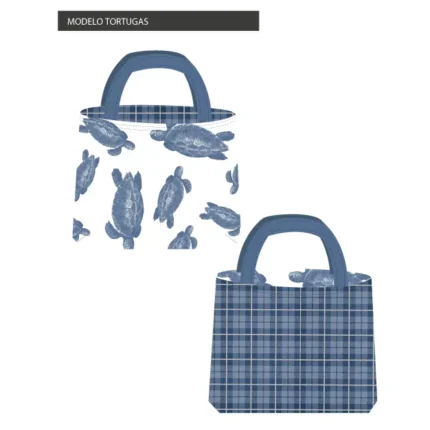 Kit bolsa [tote bag] REVERSIBLE modelo TORTUGAS